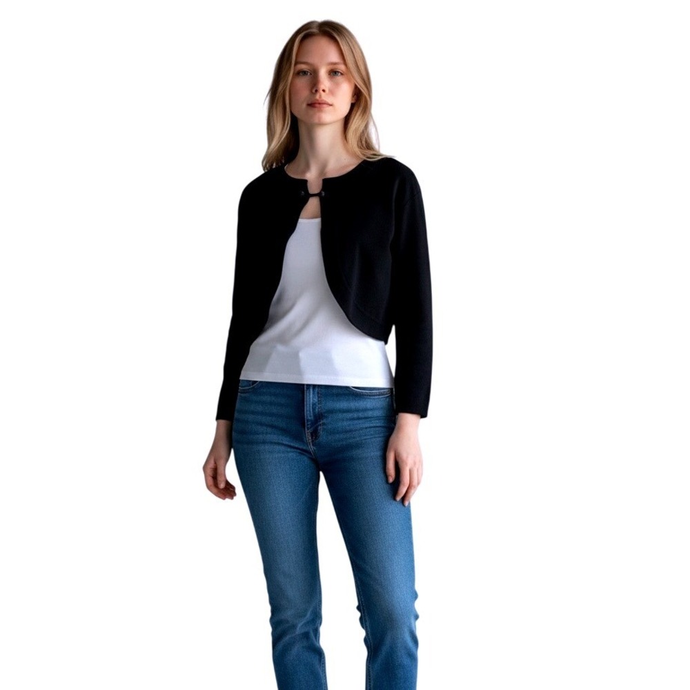 Spense Cropped Shrug Cardigan Large‎ Black Casual Bolero Balletcore Minimalist